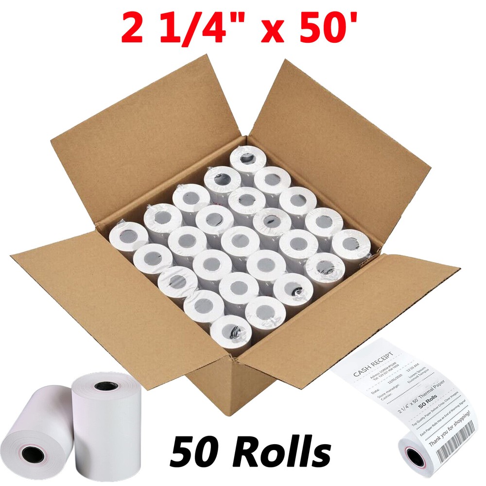 50 Rolls 2 1/4″ x 50′ Cash Register Credit Card Thermal Papers POS Receipt Paper