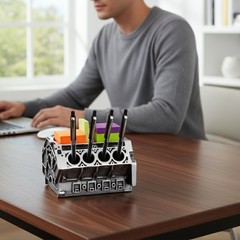 KH866 V8 Engine Block Business Card Holder – 3D Printed PLA Desk silver