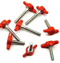 10-24 Thumb Screw T Bolts Red Butterfly Clamping Tee Wing Plastic Knob #10 SS