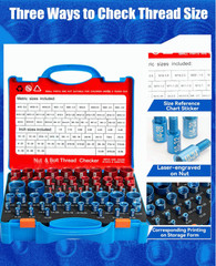 66 Nut Bolt Thread Checker Metric Standard Gauge Tool w/Storage Box