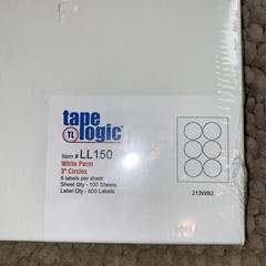 TAPE LOGIC LL150 Tape Logic® Circle Laser Labels, 3″, White, 600/Case