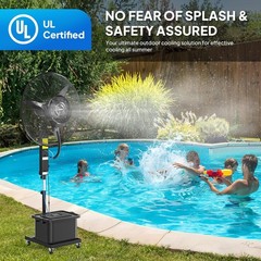 26” Industrial Misting Cooling Fan w/60° Oscillation, 3 Speeds 11Gal Water Tank