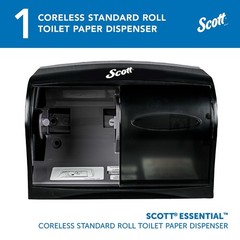 Coreless Toilet Paper Dispenser – Wall Mounted, Holds 2 Rolls, Black, Commercial