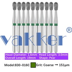 10pc/pk Dental FG Diamond Burs High Speed Barrel Wheel Pear Shape Polishing Burs