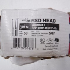 Box of 50 Red Head RM-12 Multiset II Drop-In 1/2″-13 x 2″ Concrete Anchors
