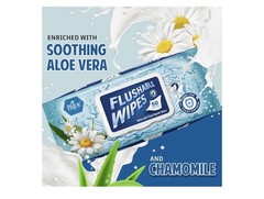 Unscented Flushable Wipes for Adults 50 Count Aloe & Chamomile Alcohol-Free 50ct