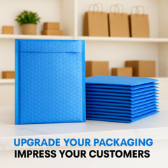 #0 6.5×10 Blue Poly Bubble Mailers Padded, Waterproof, Shipping Self-Seal