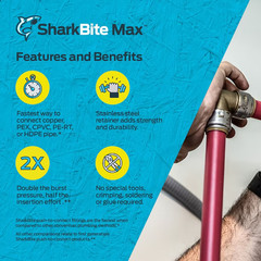SharkBite 3/4″ x 3/4″ – 12″ Repair Hose Push Fitting, Supply Flex Hose