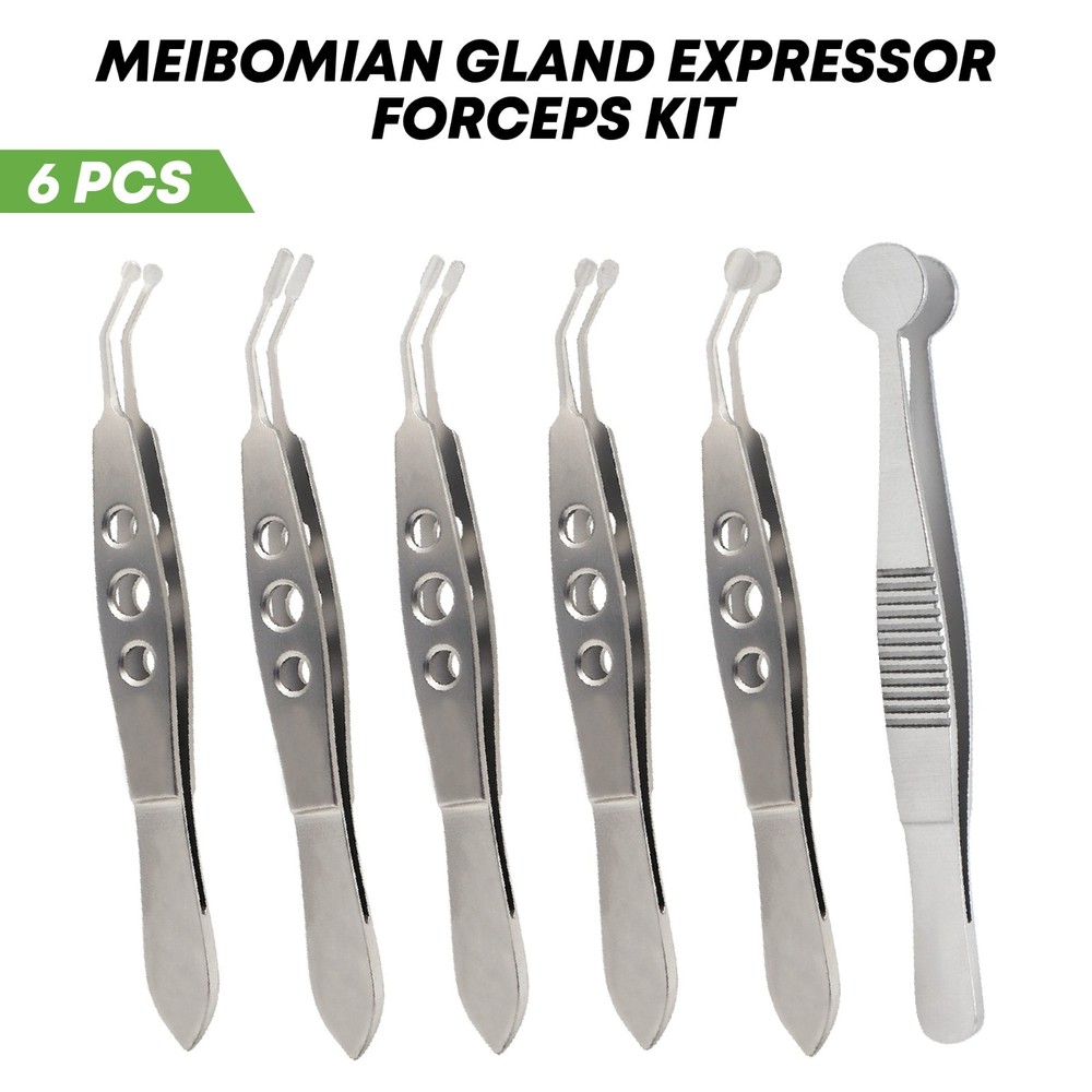 Meibomian Gland Expressor Forceps Kit German Ophthalmic instruments , 6 Pcs Set