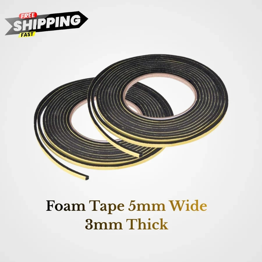 Sealing Foam Tape 5Mm Wide 3Mm Thick 4M/13Ft Long, Self Adhesive Weather Strip f
