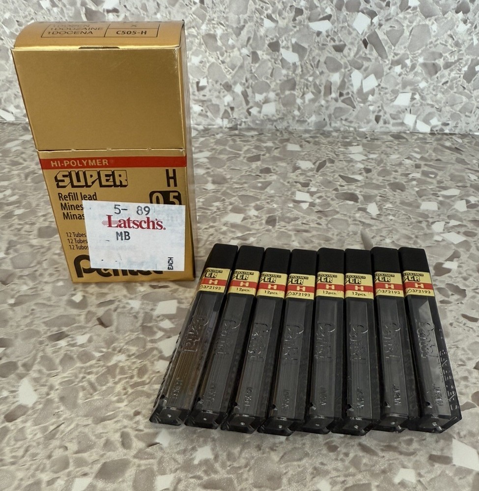 Lot of 20Tubes•Pentel•Super Hi-Polymer•Lead Refills•.5mm•C505H•Black