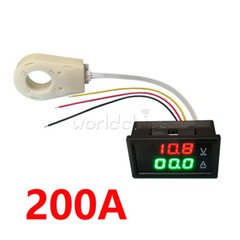 Hall Voltmeter Ammeter Dual Digital Display DC 0-300V ± 50A/100A/200A/400A