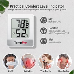 TempPro TP49 4 Pieces Digital Hygrometer Indoor oyster white, Oyster White