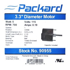 Packard 90955 Motor for Greenheck 314955 5 Watt, 115/60 Volts, 700 RPM, CWSE