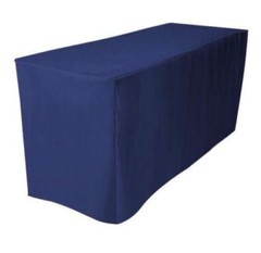 8′ ft. Fitted Polyester Tablecloth Trade show Booth Wedding DJ Table Cover Navy