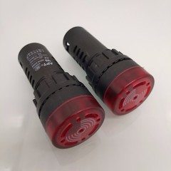 US Stock 2pc AD16-22SM 22mm 24V Red LED Indicator Light Signal Flash Buzzer Beep