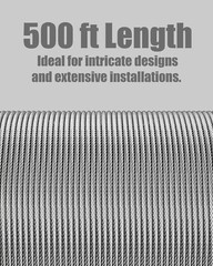 500FT 3/16″ Premium T316 Braided Stainless Steel Deck Cable, 7×7 Construction