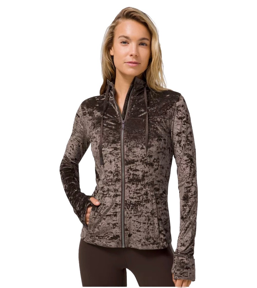 Lululemon Hooded Define Jacket Crushed Velvet French Press Brown Size 4