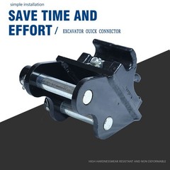 Quick-connect mechanical couplings for mini excavators, tool-free installation.