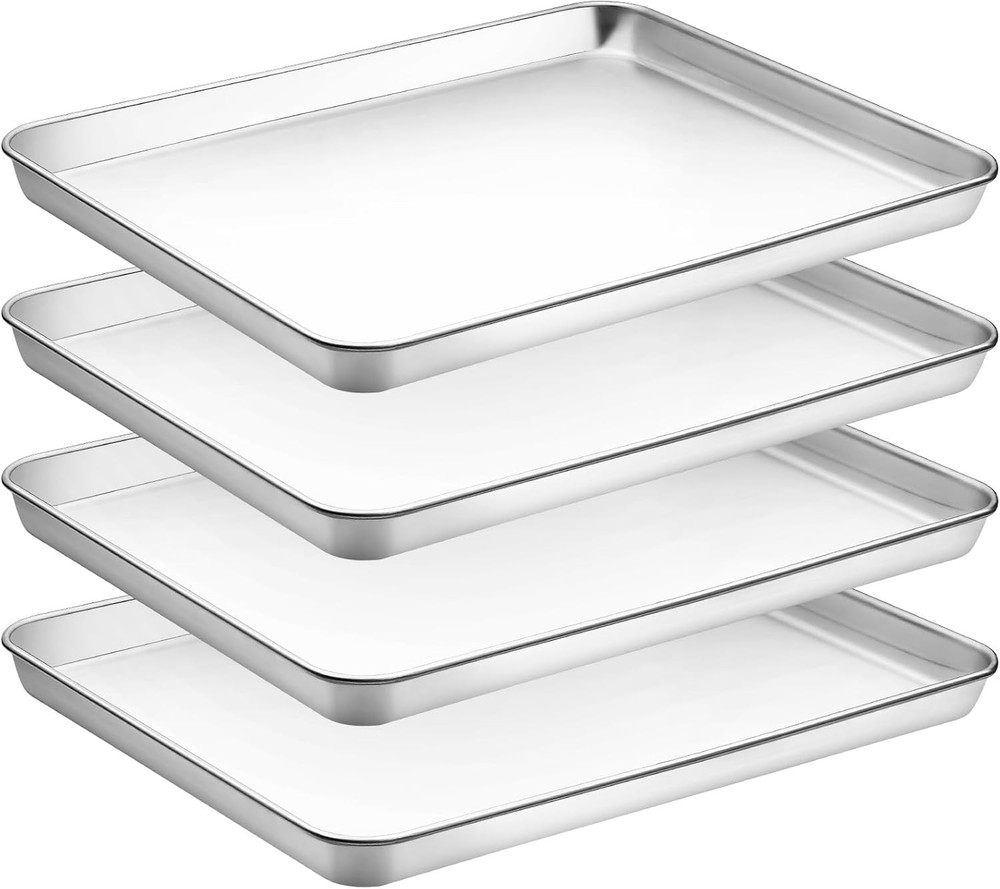 Stainless Steel Baking Sheet Set 4 18x13x1 for Oven Heavy Duty