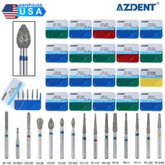100PCS Dental Diamond Burs for High Speed Handpiece Medium FG 1.6mm AZDENT USA