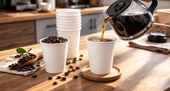 Paper Coffee Cups 12 oz, 100 Pack White Disposable Cups for Hot & Cold