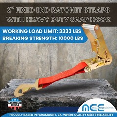 USA Heavy Duty 2″ Fixed Short End Strap w/ Flat Snap Hook for Auto Hauler Towing