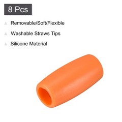 8pcs Silicone Straw Tips for 1/2 Inch(12mm) OD Stainless Steel Straws, Orange