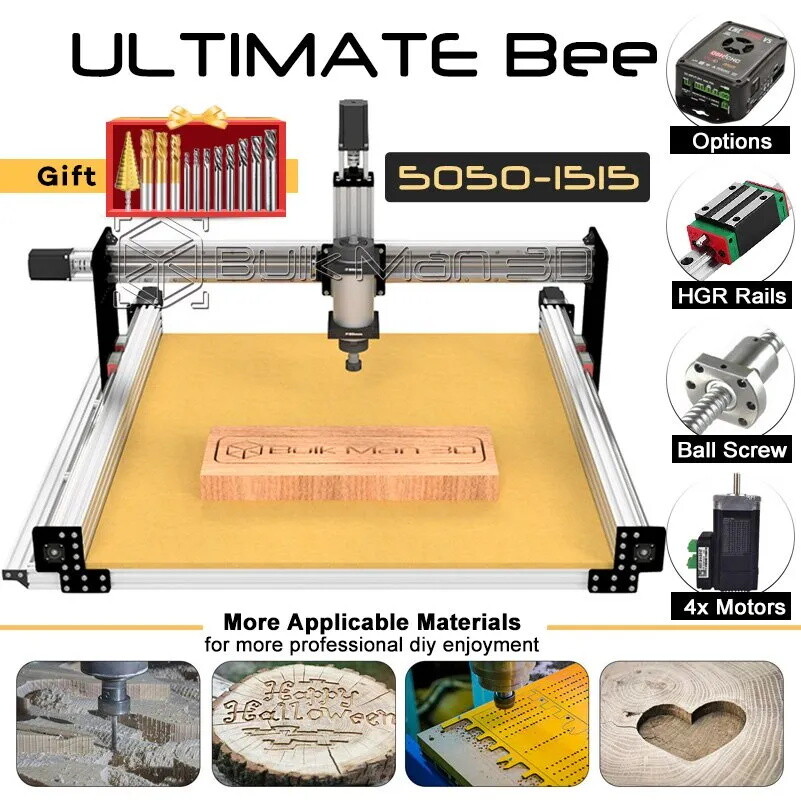 ULTIMATE Bee CNC Router Machine Engraver Full Kit Ball Screw Transmission Silver