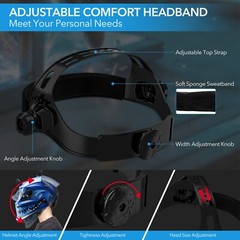 TRQWH True Color Auto-Darkening Welding Helmet Shade 9-13 & Welding Helmet Bib