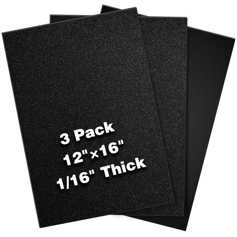 Black ABS Plastic Sheet 12″X16″X1/16 (1.5Mm) 3-Pack, Rigid Thermoplastic Board w