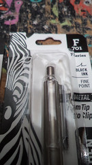 Zebra Pen F-701 Ballpoint Stainless Steel Retractable Fine Point 0.8mm Black ink