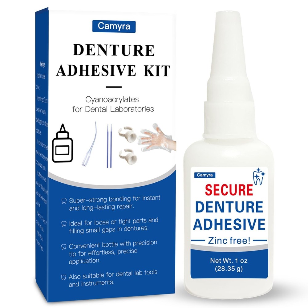 Instant Dental Glue 1 oz – Strong Adhesive for Cracks, Loose Teeth & Dentures, C