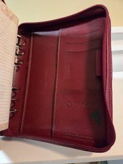 Vintage Franklin Covey red leather zipper PDA planner 6 ring 9 x 7 x 2.5