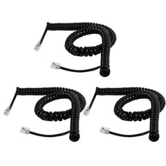 3PCS Landline Phone Cord 10ft Uncoiled 1.2ft Coiled Universal Cable Black Office