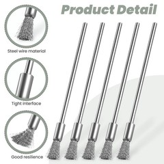 10 Pcs Wire Brush, Stainless Steel Extended Cleaning 6 millimeters, Silver