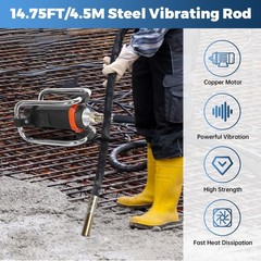 1300W Power Concrete Vibrator 16000 VPM Durable 2HP 14.75 FT Copper Engine