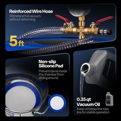 5 Gal Vacuum Chamber with 3.5 CFM 1 Stage Pump for Degassing Tempered Glass Lid