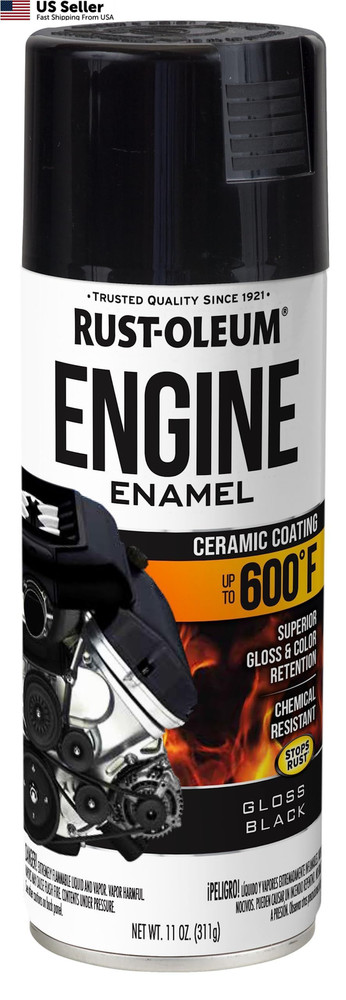 Gloss Black Rust-Oleum Engine Enamel Spray Paint 11oz High Heat 500F 363567 1pk
