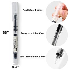 Bolígrafos de punta extrafina de 0,5 mm, tinta de secado rápido, color negro