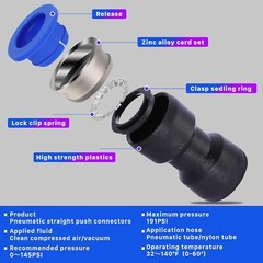 280PCS Plastic Straight Tube Connector Air Line Fittings Straight Push to link
