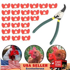 24Pcs Peepers+Pliers Chicken Glasses Poultry Blinders Spectacles Anti-Pecking US
