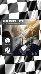 12V DC Water Pressure Diaphragm Pump, 5 A Self Priming Sprayer Pump with 5L Min