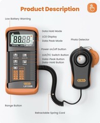 Dr. Meter LX1330B Digital Lux Light Meter 0.1-200,000 Lux Measurement Range