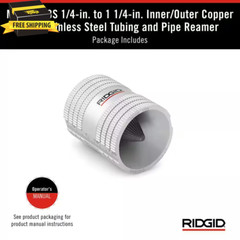 RIDGID Tubing and Pipe Reamer Inner/Outer Copper and Stainless Steel Cutting