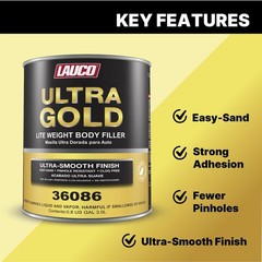 LAUCO Ultra Gold Premium Lightweight Body Filler, Bridges Holes, Water