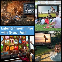 15 FT Inflatable Movie Screen Outdoor Blow Up Projector 16:9 w/ Air Blower & Bag