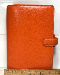 Rare HTF Filofax Orange Leather Finsbury Personal Organizer Planner 7.5″Ht 5.25W