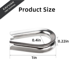 50 Pack Wire Rope Thimble 304 Stainless Steel Thimbles M3…