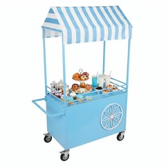 Candy Cart with Lockable Wheels Mobile Food Display Stand Dessert Cart W/ Canopy